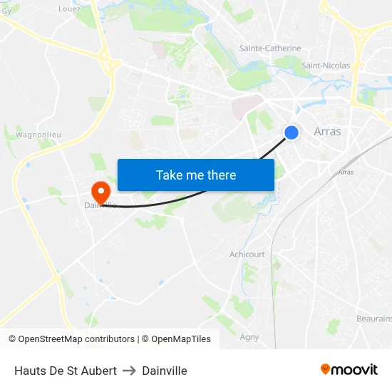 Hauts De St Aubert to Dainville map