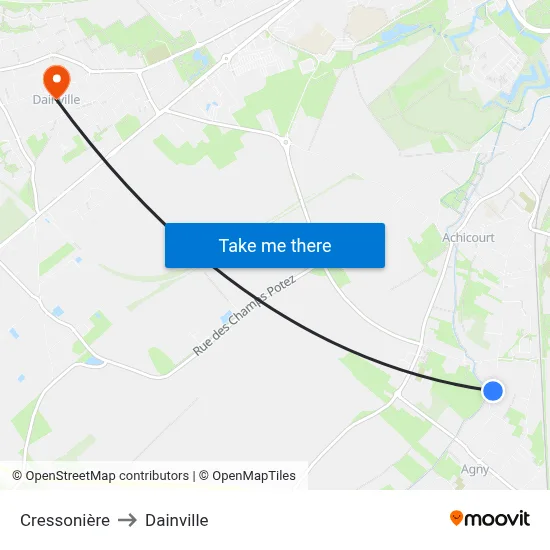 Cressonière to Dainville map