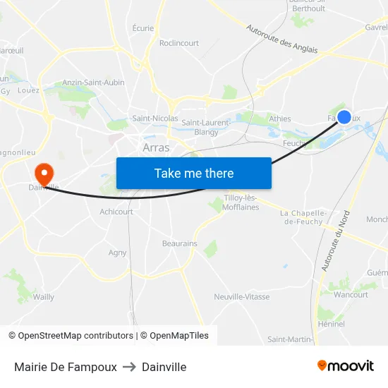 Mairie De Fampoux to Dainville map