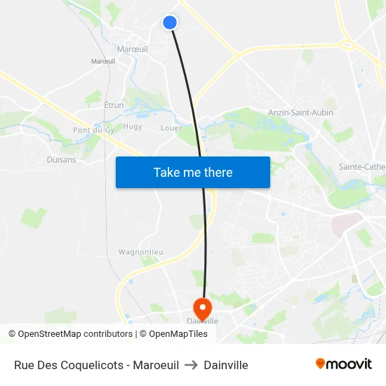 Rue Des Coquelicots - Maroeuil to Dainville map