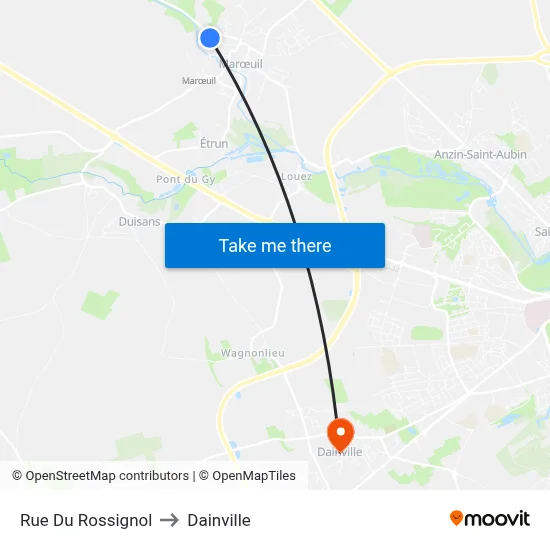 Rue Du Rossignol to Dainville map