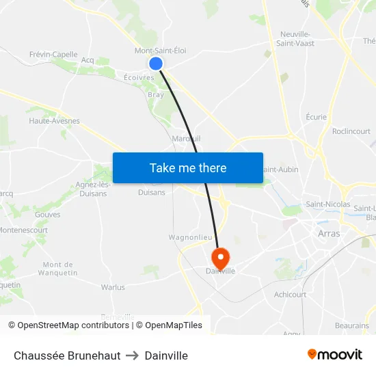 Chaussée Brunehaut to Dainville map