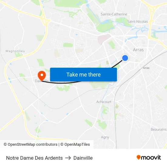 Notre Dame Des Ardents to Dainville map