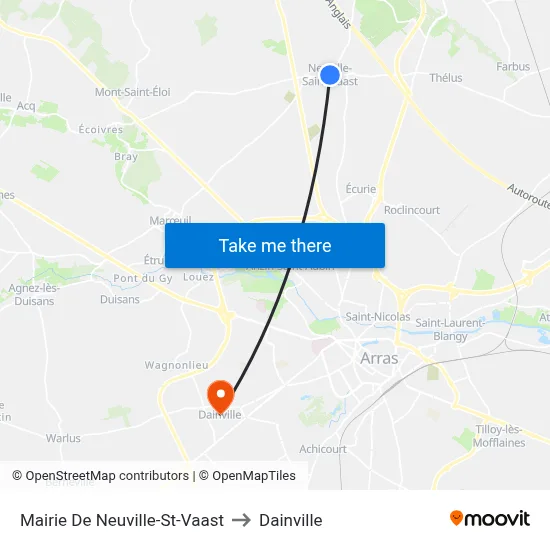 Mairie De Neuville-St-Vaast to Dainville map