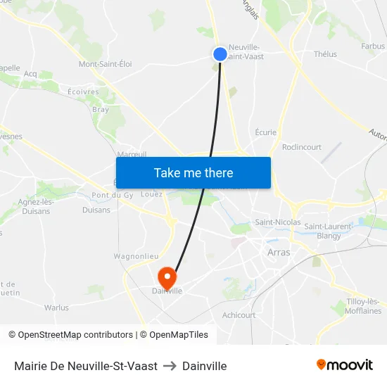 Mairie De Neuville-St-Vaast to Dainville map