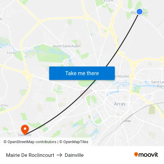 Mairie De Roclincourt to Dainville map