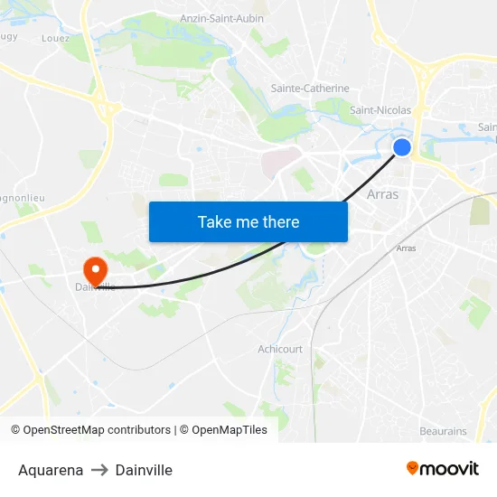Aquarena to Dainville map