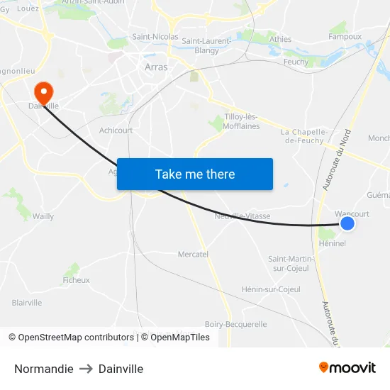 Normandie to Dainville map