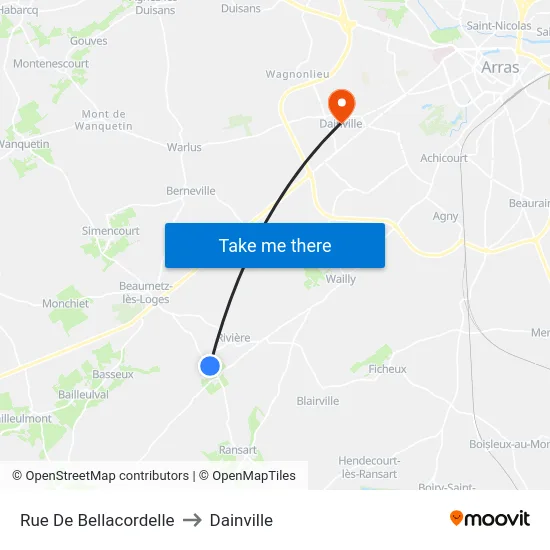 Rue De Bellacordelle to Dainville map