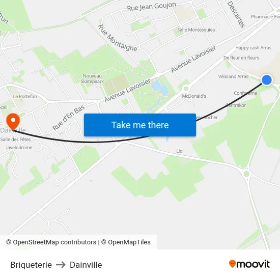 Briqueterie to Dainville map