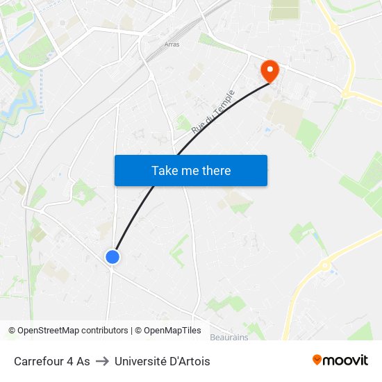 Carrefour 4 As to Université D'Artois map