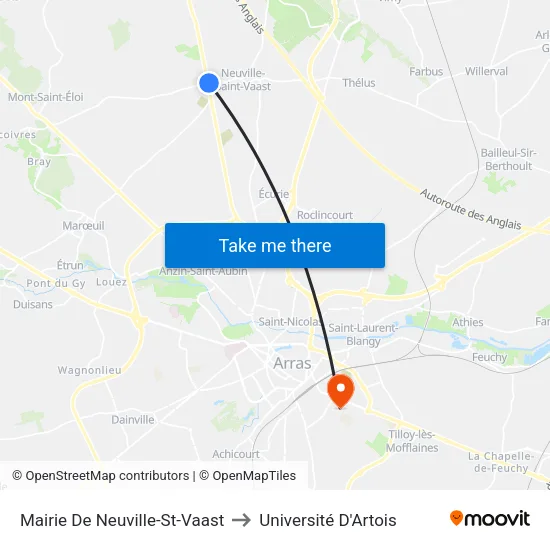 Mairie De Neuville-St-Vaast to Université D'Artois map