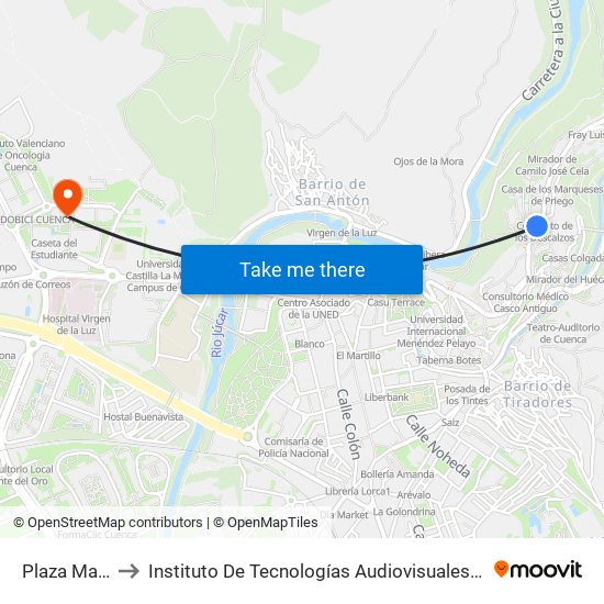 Plaza Mayor, 9 to Instituto De Tecnologías Audiovisuales De Cuenca - Itav map