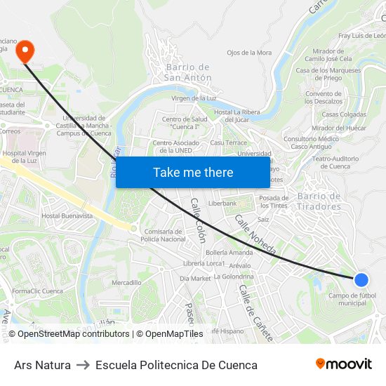 Ars Natura to Escuela Politecnica De Cuenca map