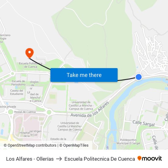 Los Alfares - Ollerías to Escuela Politecnica De Cuenca map