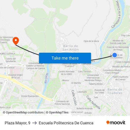 Plaza Mayor, 9 to Escuela Politecnica De Cuenca map