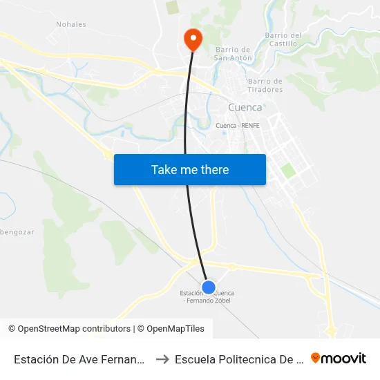 Estación De Ave Fernando Zóbel to Escuela Politecnica De Cuenca map