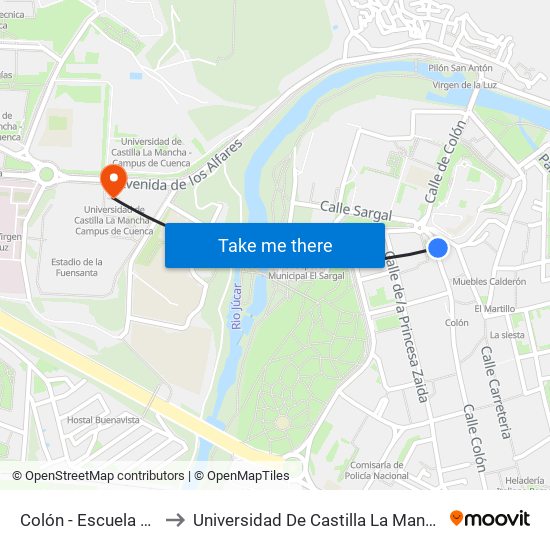 Colón - Escuela De Enfermeras to Universidad De Castilla La Mancha - Campus De Cuenca map