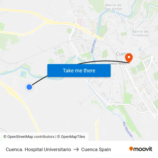 Cuenca. Hospital Universitario to Cuenca Spain map