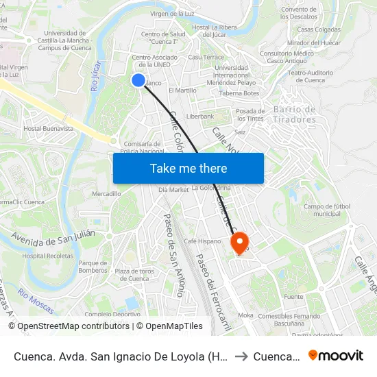 Cuenca. Avda. San Ignacio De Loyola (Hotel Torremangana) to Cuenca Spain map