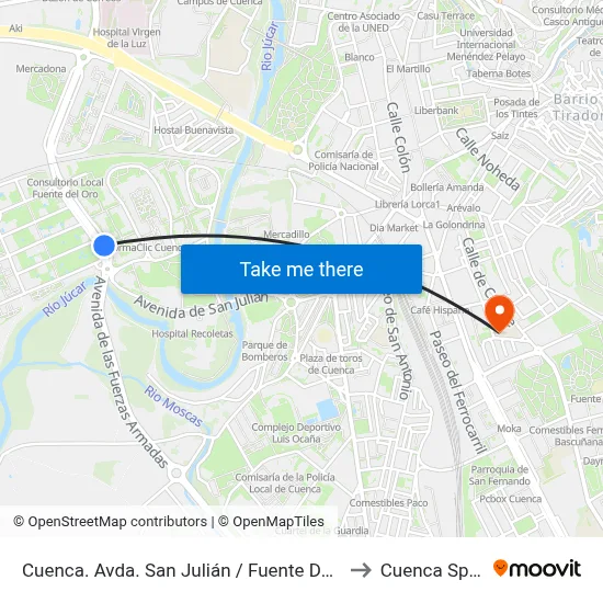 Cuenca. Avda. San Julián / Fuente Del Oro to Cuenca Spain map