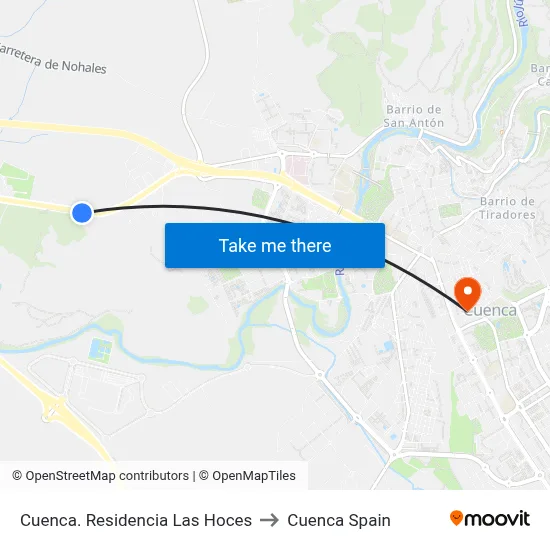 Cuenca. Residencia Las Hoces to Cuenca Spain map