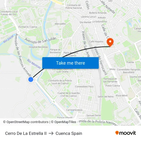 Cerro De La Estrella II to Cuenca Spain map