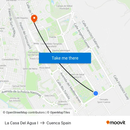 La Casa Del Agua I to Cuenca Spain map