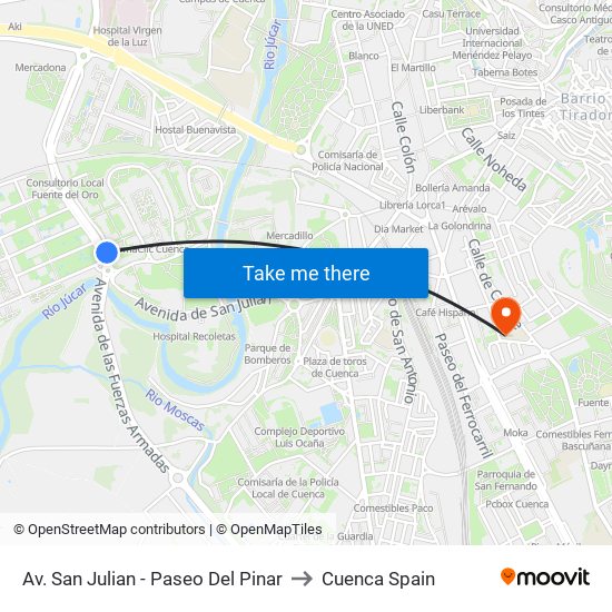 Av. San Julian - Paseo Del Pinar to Cuenca Spain map