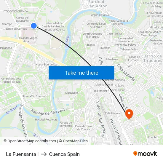 La Fuensanta I to Cuenca Spain map