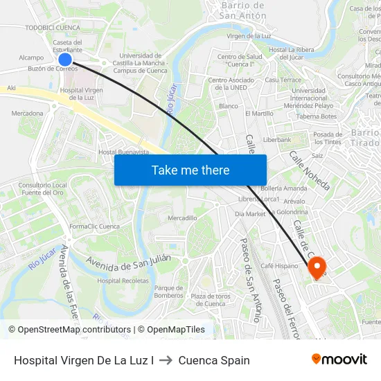 Hospital Virgen De La Luz I to Cuenca Spain map