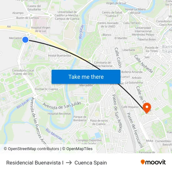 Residencial Buenavista I to Cuenca Spain map