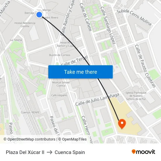Plaza Del Xúcar II to Cuenca Spain map
