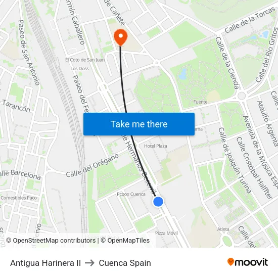 Antigua Harinera II to Cuenca Spain map