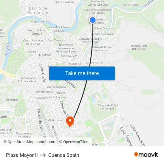 Plaza Mayor II to Cuenca Spain map