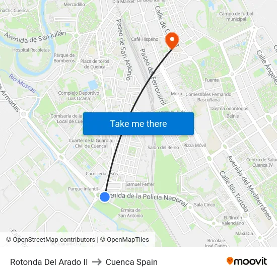 Rotonda Del Arado II to Cuenca Spain map