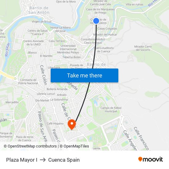 Plaza Mayor I to Cuenca Spain map