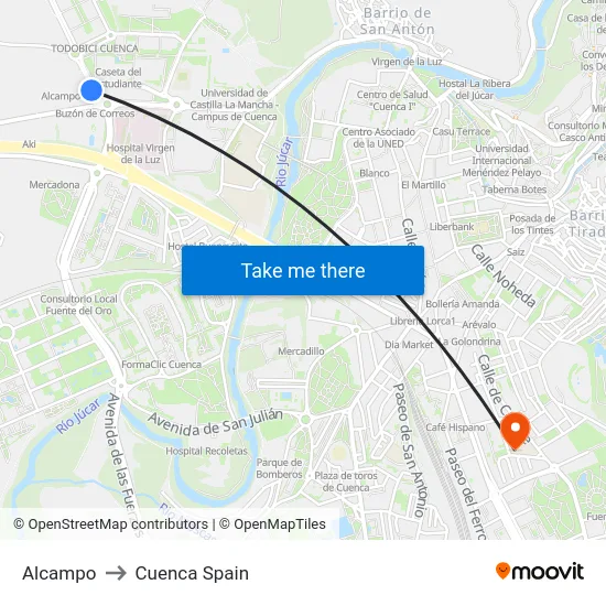 Alcampo to Cuenca Spain map