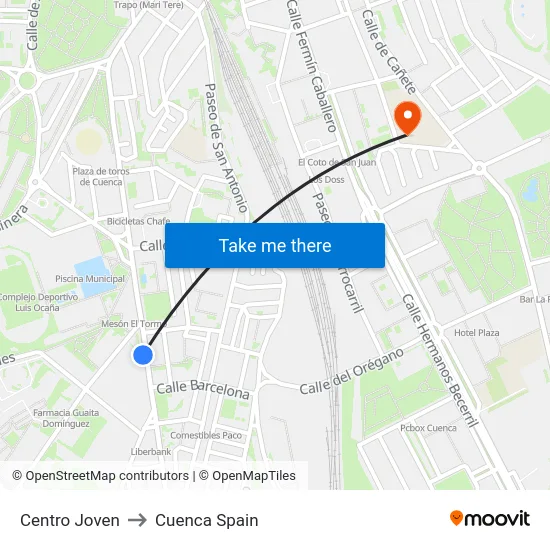 Centro Joven to Cuenca Spain map