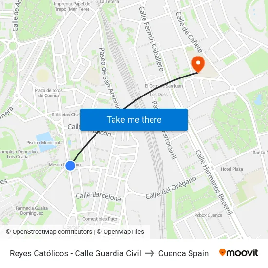 San Clemente to Cuenca Spain map