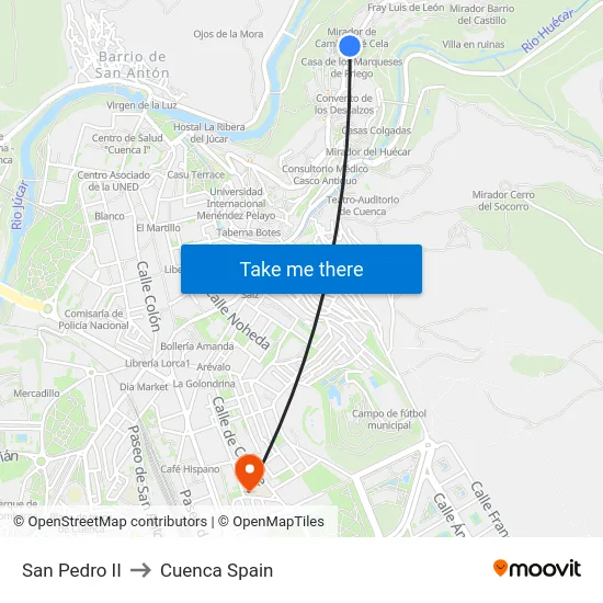 San Pedro II to Cuenca Spain map