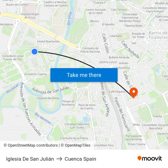 Iglesia De San Julián to Cuenca Spain map