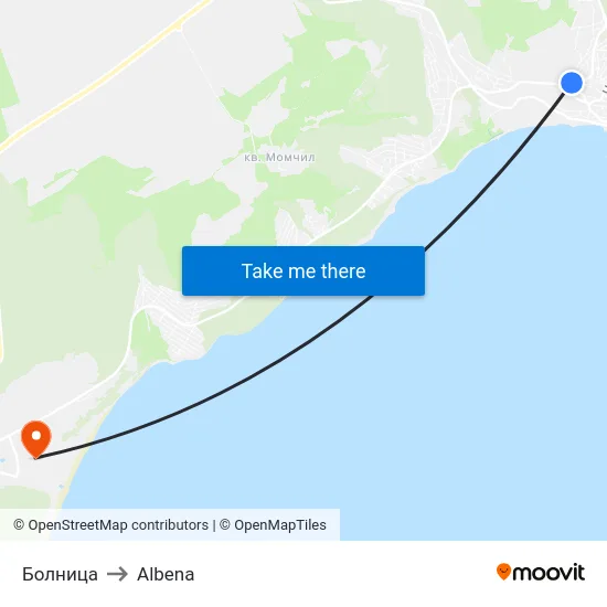 Болница to Albena map