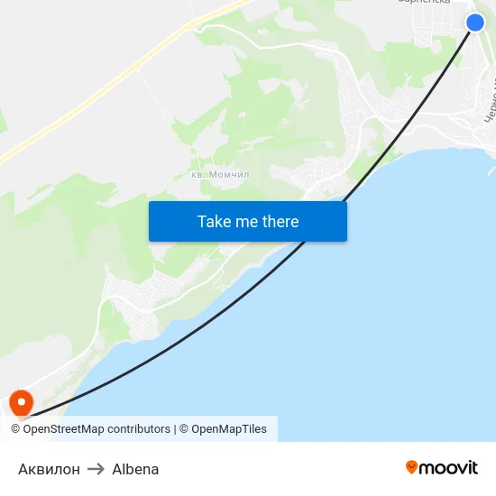 Аквилон to Albena map