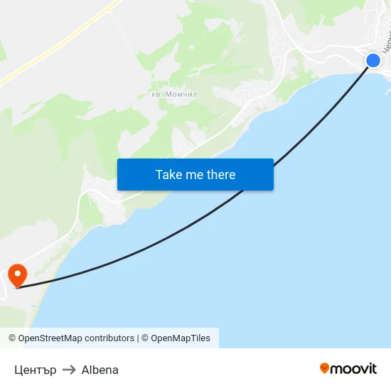 Център to Albena map