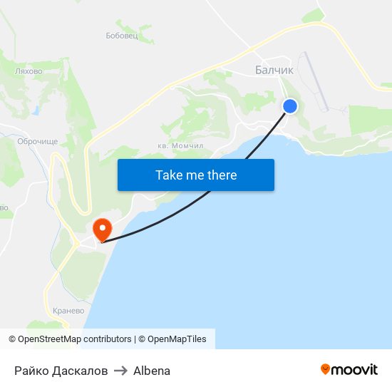 Райко Даскалов to Albena map