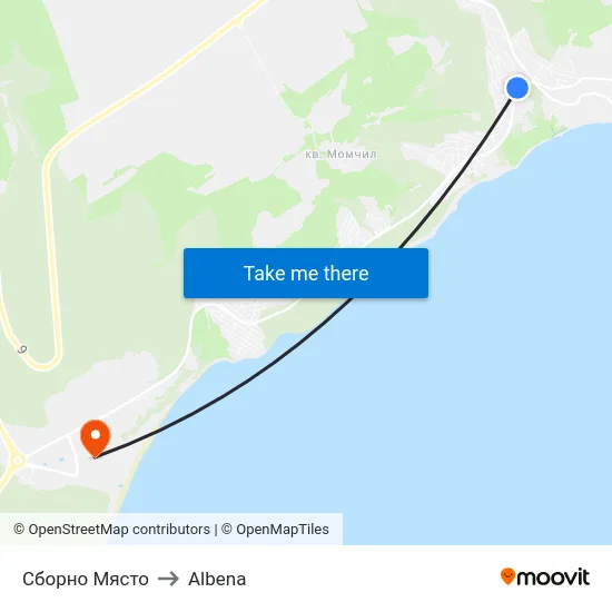 Сборно Място to Albena map