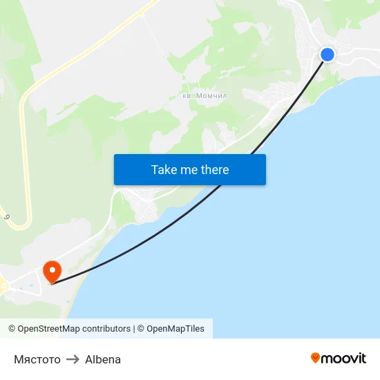 Мястото to Albena map