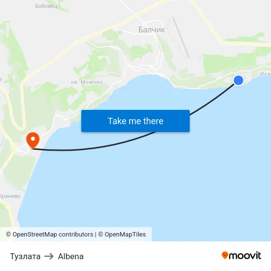 Тузлата to Albena map