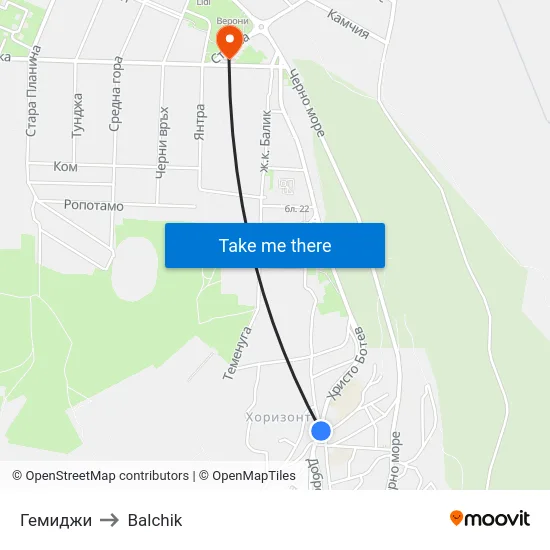 Гемиджи to Balchik map